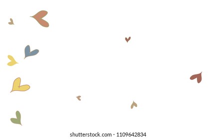 Many Stylish, Modern and Good Looking Yellow, Pink, Blue and Green Hearts on White Background