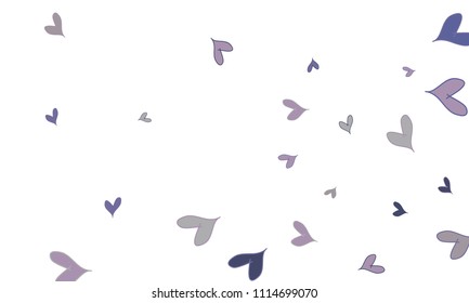 Many Stylish, Modern and Good Looking Blue and Violet Hearts on White Background