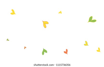 Many Stylish, Modern and Good Looking Red, Yellow and Green Hearts on White Background