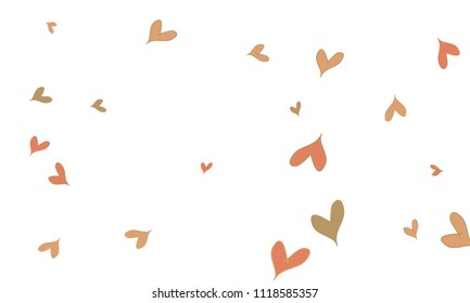 Many Stylish, Modern and Good Looking Brown and Red Hearts on White Background