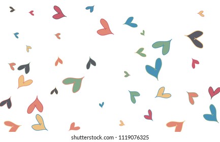 Many Stylish, Modern and Good Looking Yellow, Red and Blue Hearts on White Background