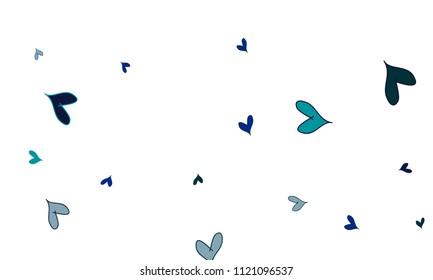 Many Stylish, Modern and Good Looking Blue Hearts on White Background