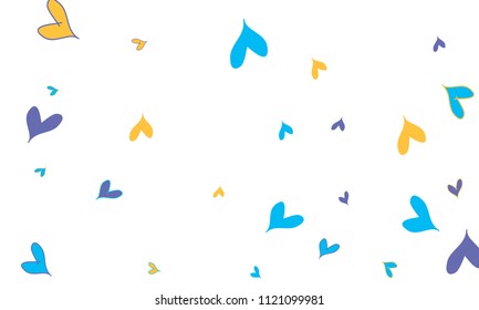 Many Stylish, Modern and Good Looking Blue and Yellow Hearts on White Background