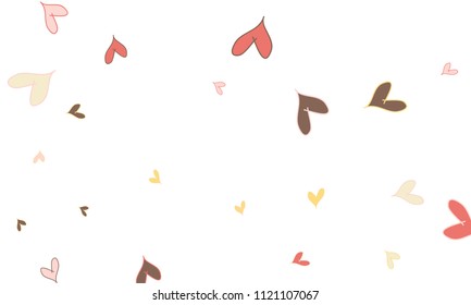 Many Stylish, Modern and Good Looking Pink, Grey, Yellow and Red Hearts on White Background