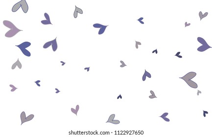 Many Stylish, Modern and Good Looking Blue and Violet Hearts on White Background