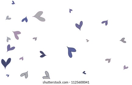 Many Stylish, Modern and Good Looking Blue and Violet Hearts on White Background