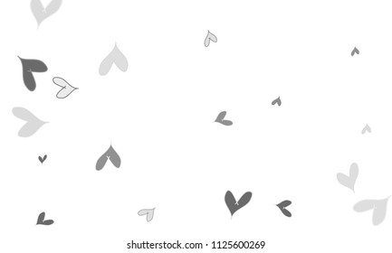 Many Stylish, Modern and Good Looking Grey Hearts on White Background