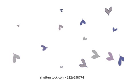 Many Stylish, Modern and Good Looking Blue and Violet Hearts on White Background