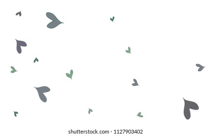 Many Stylish, Modern and Good Looking Dark Green and Blue Hearts on White Background