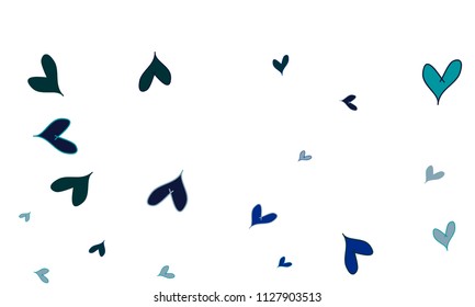 Many Stylish, Modern and Good Looking Blue Hearts on White Background