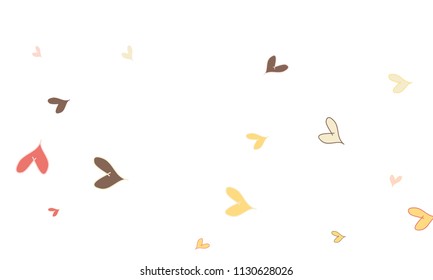 Many Stylish, Modern and Good Looking Pink, Grey, Yellow and Red Hearts on White Background