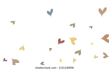 Many Stylish, Modern and Good Looking Yellow, Pink, Blue and Green Hearts on White Background
