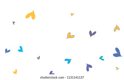 Many Stylish, Modern and Good Looking Blue and Yellow Hearts on White Background