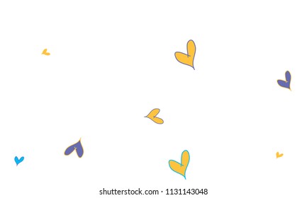 Many Stylish, Modern and Good Looking Blue and Yellow Hearts on White Background