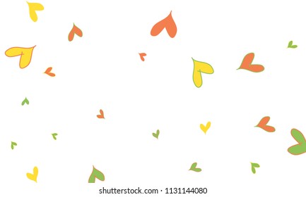 Many Stylish, Modern and Good Looking Red, Yellow and Green Hearts on White Background