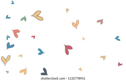 Many Stylish, Modern and Good Looking Yellow, Red and Blue Hearts on White Background