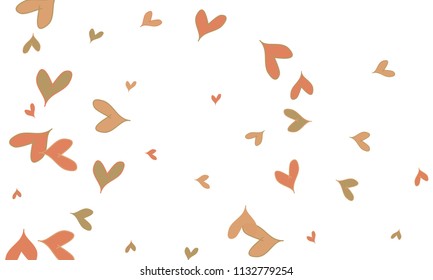 Many Stylish, Modern and Good Looking Brown and Red Hearts on White Background