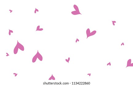 Many Stylish, Modern and Good Looking Violet Hearts on White Background