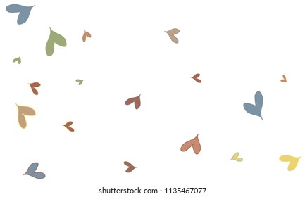 Many Stylish, Modern and Good Looking Yellow, Pink, Blue and Green Hearts on White Background