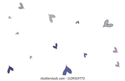 Many Stylish, Modern and Good Looking Blue and Violet Hearts on White Background