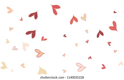 Many Stylish, Modern and Good Looking Pink and Red Hearts on White Background