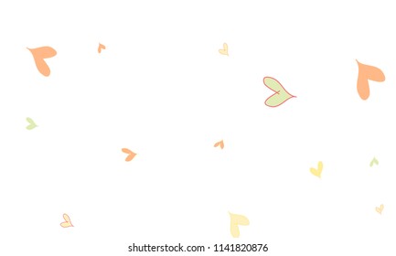 Many Stylish, Modern and Good Looking Pink, Yellow and Green Hearts on White Background