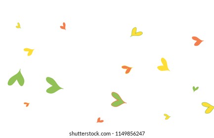 Many Stylish, Modern and Good Looking Red, Yellow and Green Hearts on White Background