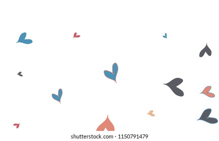 Many Stylish, Modern and Good Looking Yellow, Red and Blue Hearts on White Background