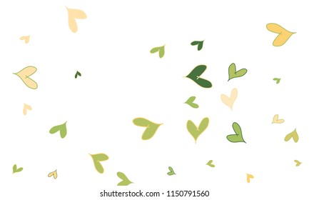 Many Stylish, Modern and Good Looking Green and Yellow Hearts on White Background