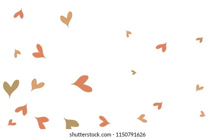Many Stylish, Modern and Good Looking Brown and Red Hearts on White Background