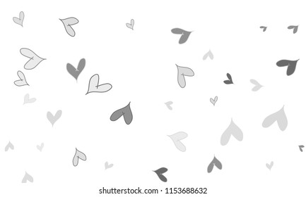 Many Stylish, Modern and Good Looking Grey Hearts on White Background