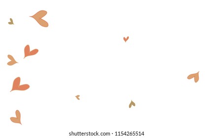 Many Stylish, Modern and Good Looking Brown and Red Hearts on White Background