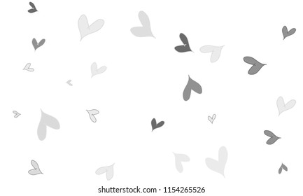 Many Stylish, Modern and Good Looking Grey Hearts on White Background
