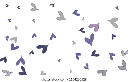 Many Stylish, Modern and Good Looking Blue and Violet Hearts on White Background
