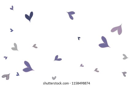 Many Stylish, Modern and Good Looking Blue and Violet Hearts on White Background