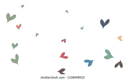 Many Stylish, Modern and Good Looking Yellow, Red and Blue Hearts on White Background