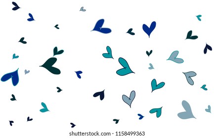 Many Stylish, Modern and Good Looking Blue Hearts on White Background