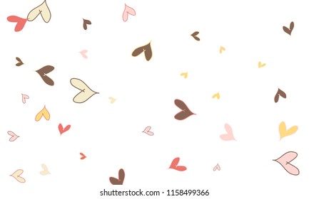 Many Stylish, Modern and Good Looking Pink, Grey, Yellow and Red Hearts on White Background