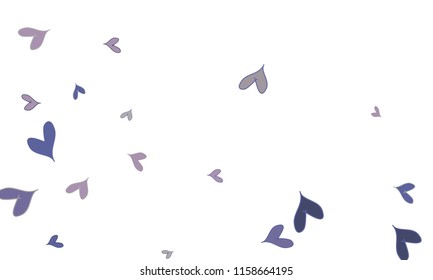 Many Stylish, Modern and Good Looking Blue and Violet Hearts on White Background