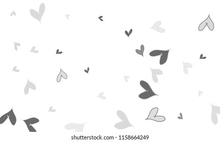 Many Stylish, Modern and Good Looking Grey Hearts on White Background