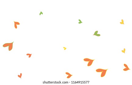 Many Stylish, Modern and Good Looking Red, Yellow and Green Hearts on White Background