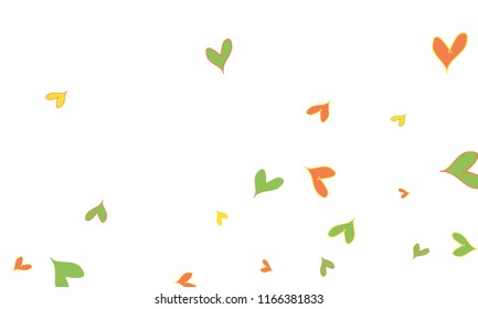 Many Stylish, Modern and Good Looking Red, Yellow and Green Hearts on White Background
