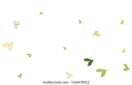 Many Stylish, Modern and Good Looking Green and Yellow Hearts on White Background