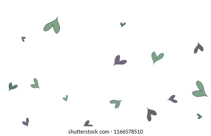 Many Stylish, Modern and Good Looking Dark Green and Blue Hearts on White Background