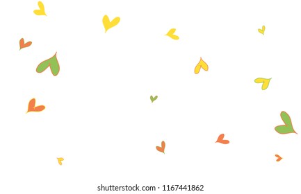 Many Stylish, Modern and Good Looking Red, Yellow and Green Hearts on White Background
