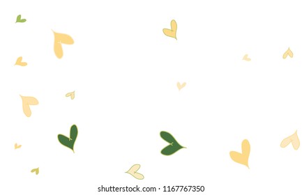Many Stylish, Modern and Good Looking Green and Yellow Hearts on White Background