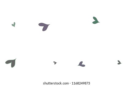 Many Stylish, Modern and Good Looking Dark Green and Blue Hearts on White Background