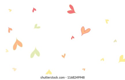 Many Stylish, Modern and Good Looking Pink, Yellow and Green Hearts on White Background