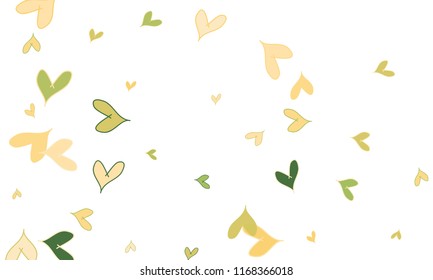 Many Stylish, Modern and Good Looking Green and Yellow Hearts on White Background