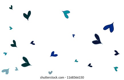 Many Stylish, Modern and Good Looking Blue Hearts on White Background